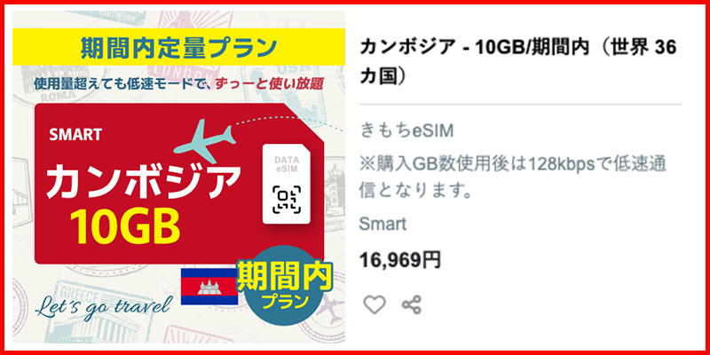 カンボジアのeSIMプラン2