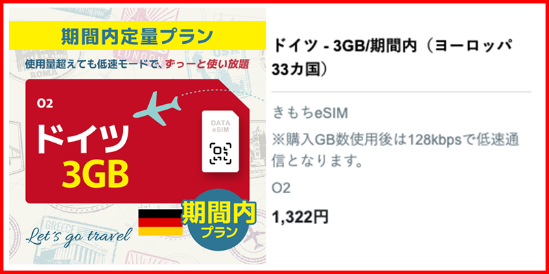 ドイツ3GBeSIMプラン