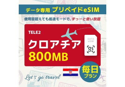 クロアチア - 毎日 800MB（ヨーロッパ 33カ国）