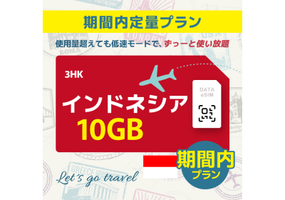 インドネシア - 10GB/期間内（世界 55カ国）