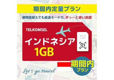 インドネシア - 1GB/期間内（世界 69カ国）