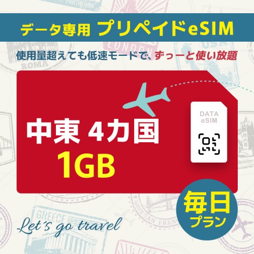 中東 4カ国 - 毎日 1GB