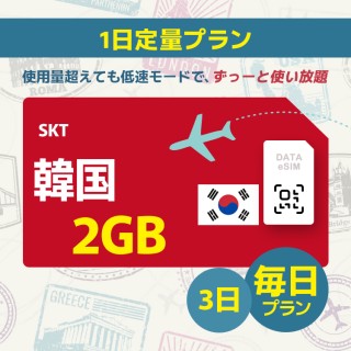 韓国 - 毎日 2GB/3日間